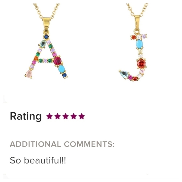 E Letter Pendant Necklace Multicolor Rhinestones Gold Tone Chain - Picture 12 of 15